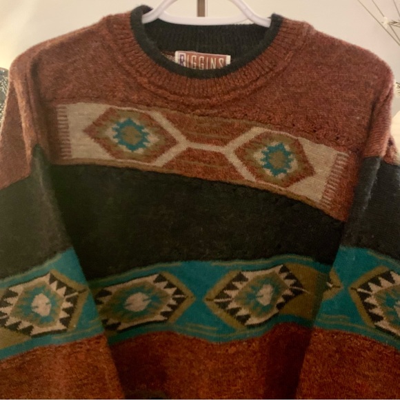 Vintage Southwestern Aztec Patterned Grandpa Sweater, Size Medium - Picture 3 of 12